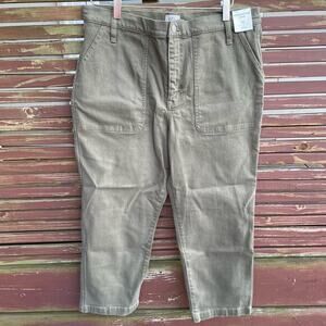 J. Crew Pants Straight Leg‎ Crop Garment Dyed High Rise Green 31 Trousers NWT